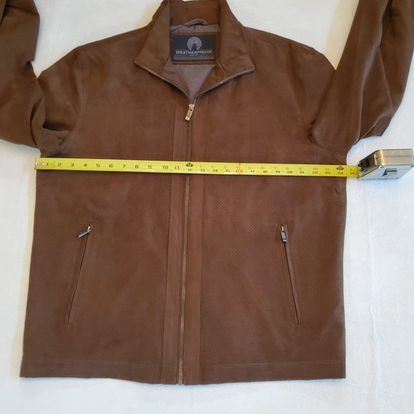 WEATHERPROOF Men's Brown Lightweight Suede Jacket, Size L - Picture 11 of 14